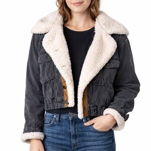 We The Free Perry Sherpa Lined Denim Bomber Jacket